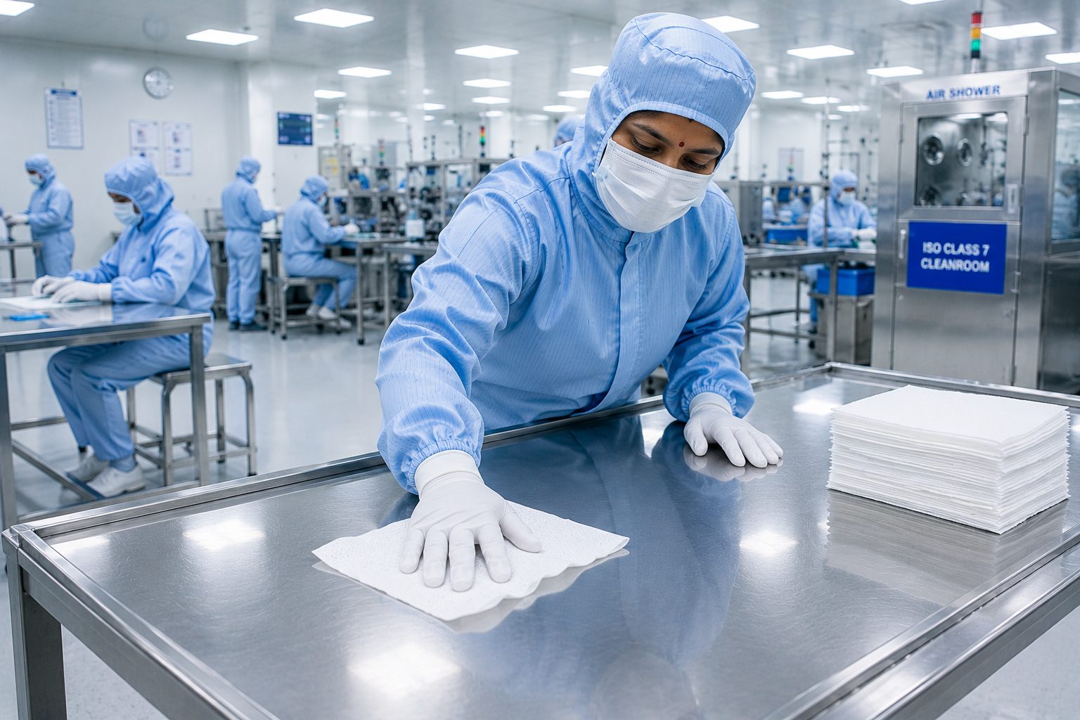 Spunlace Nonwoven Wipes Engineered For Contamination-sensitive Environments. 