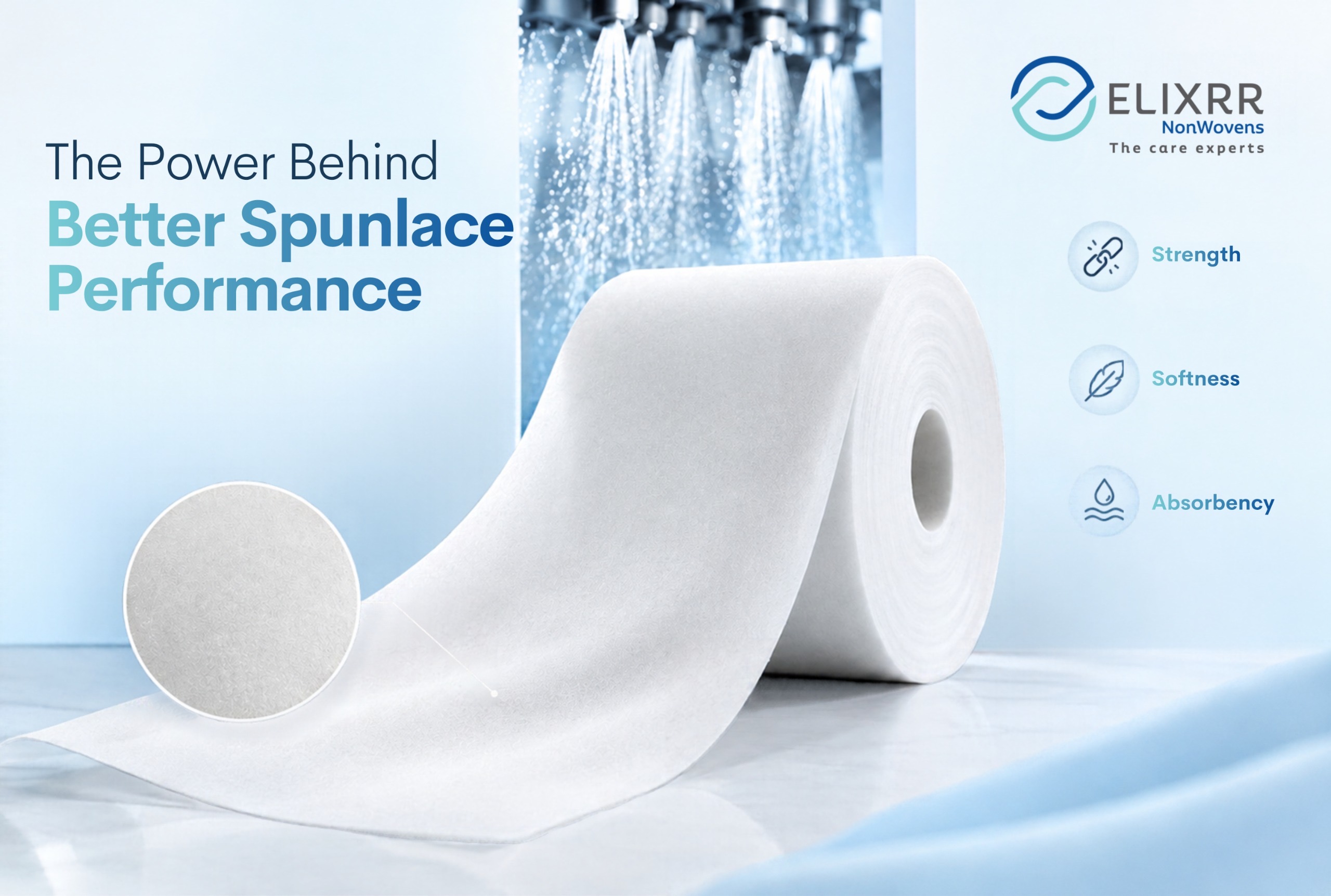 Moderate energy keeps the web open, which helps softness and liquid holding. Very high energy compacts the fibres, so the fabric can feel firmer and hold less liquid.